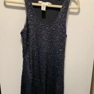 Max studio sequin navy sleeveless stretch dress S